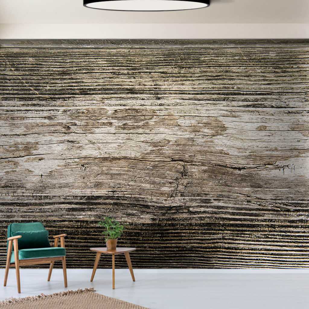 Rough cut wood timber old plank textured wall mural