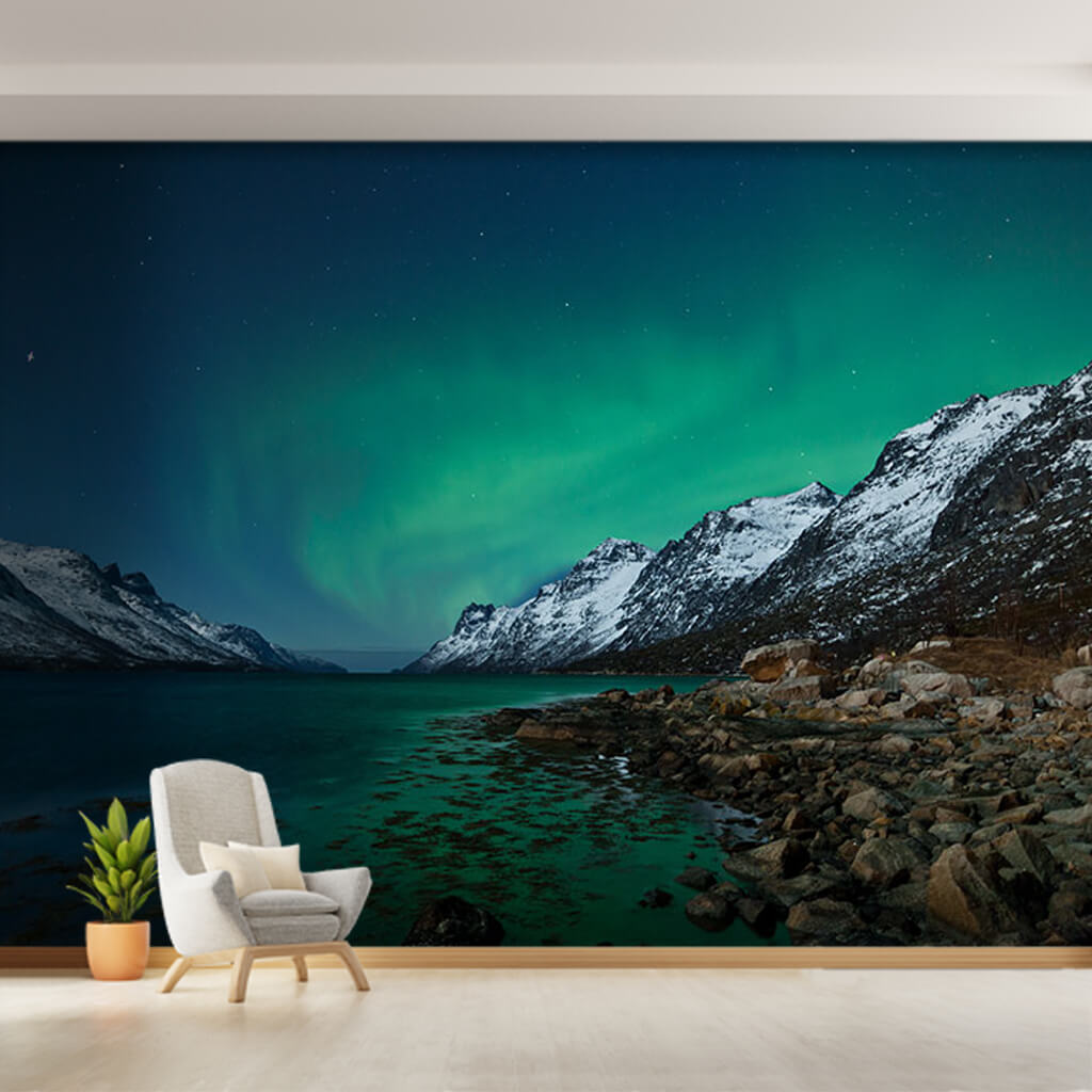 İsveç kuzey ışıkları manzara 3D duvar kağıdı