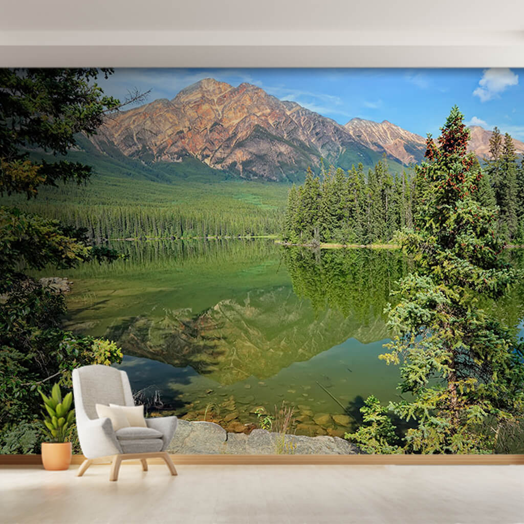 Green forests of Altai mountains Gorny Lake wall mural