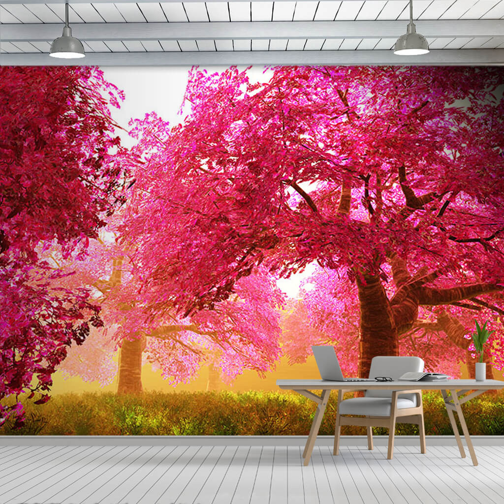 Pembe çiçekli kiraz ağaçları sakura doğa manzara duvar kağıdı