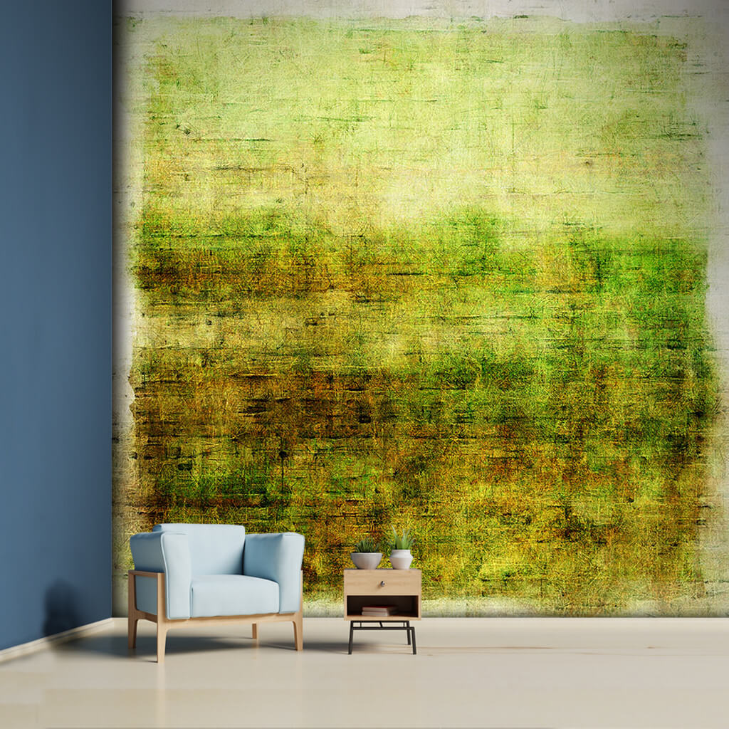 Yeşil çimen yosun bitki lekeleriyle soyut resim duvar kağıdı
