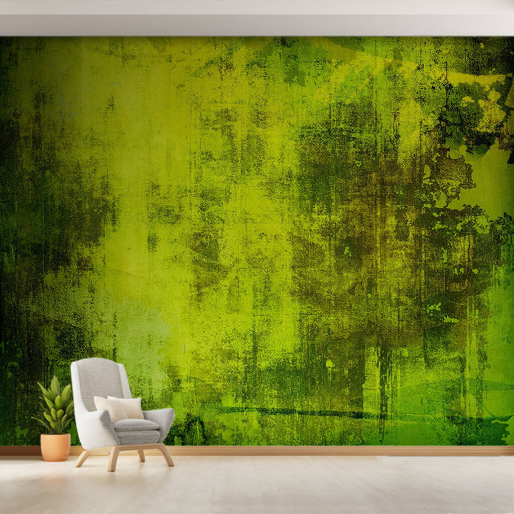Wall painting with tumbled green color tones wall mural