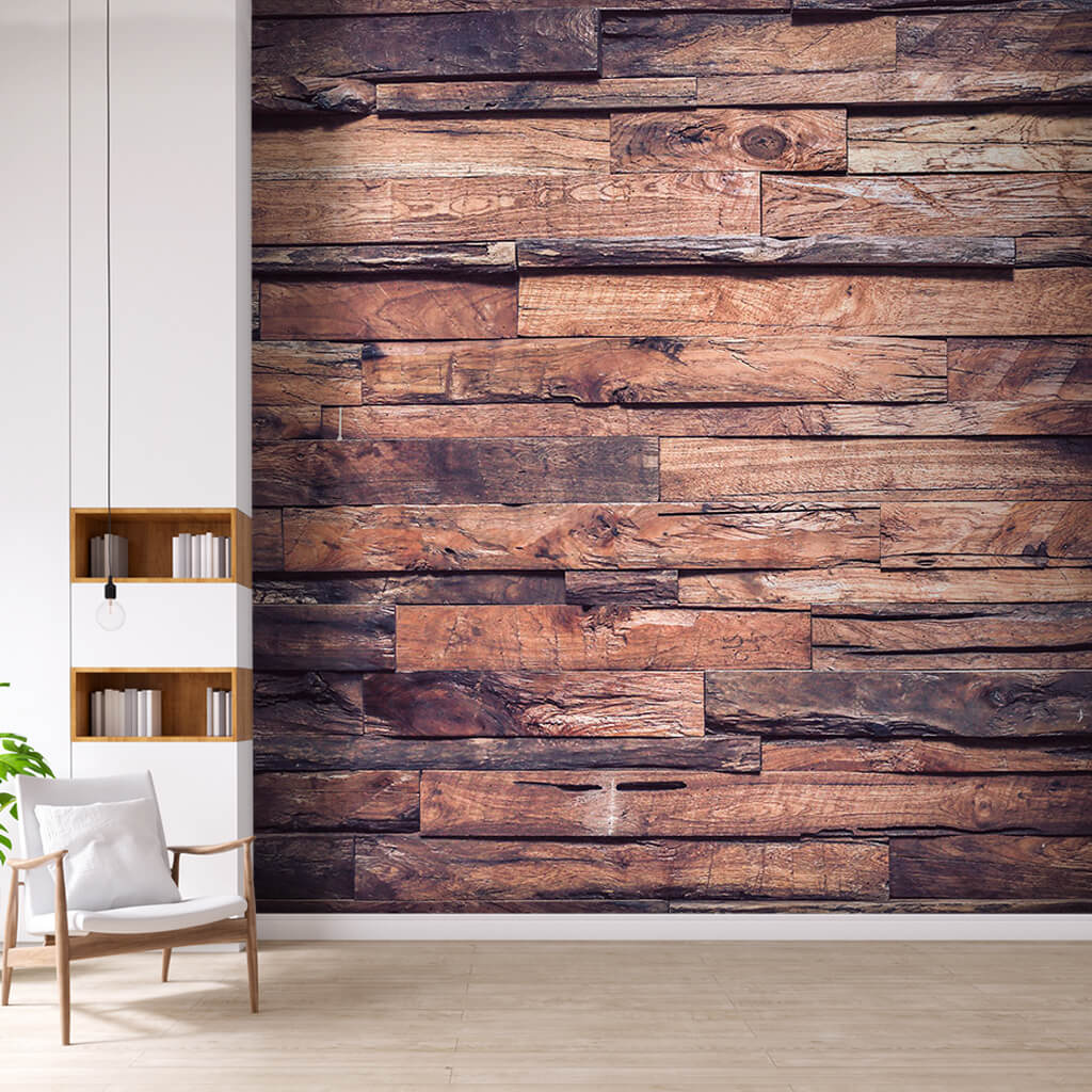 Wood log rough furnished parquet tree custom wall mural