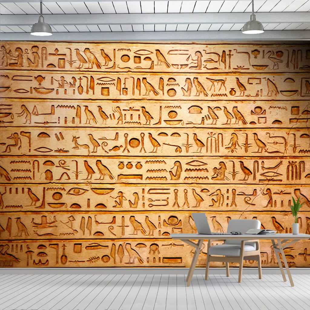 Mısır hiyeroglif alfabesi dekor mimari duvar kağıdı