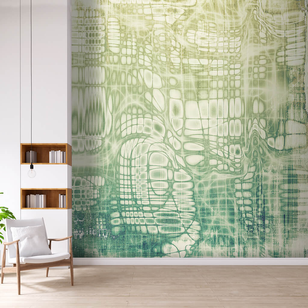 Tumbled watercolor texture with green colors wall mural