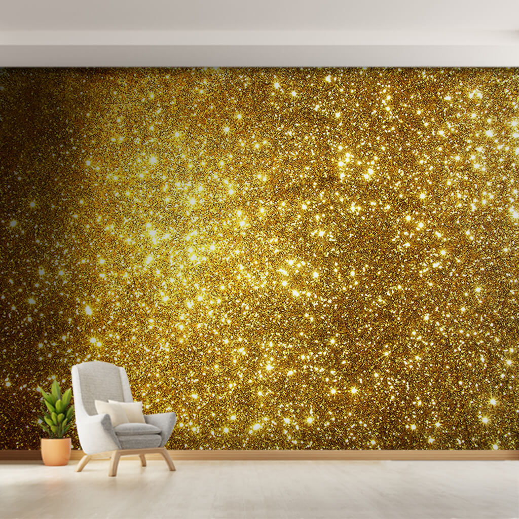 Gold dusts flying in the air sim glittering wall mural