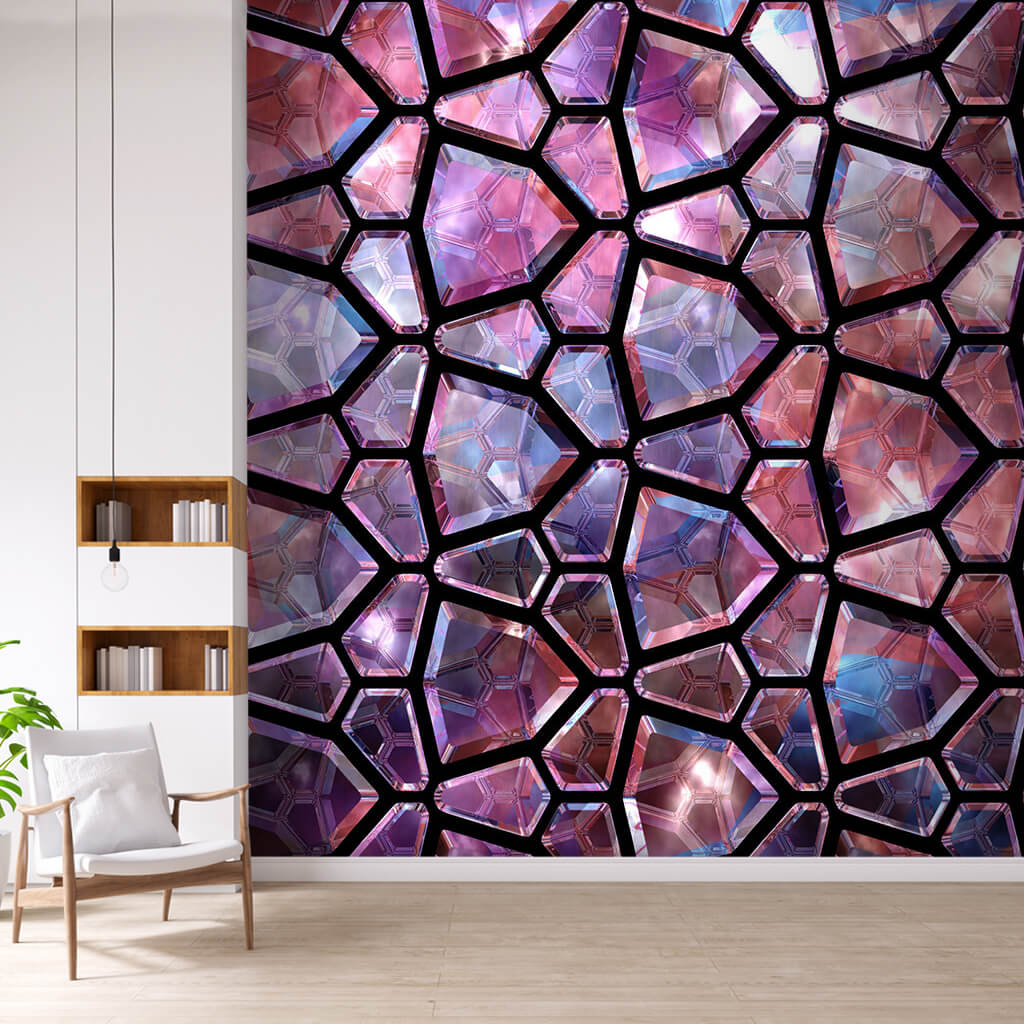 Purple pink glass stained glass pattern custom wall mural