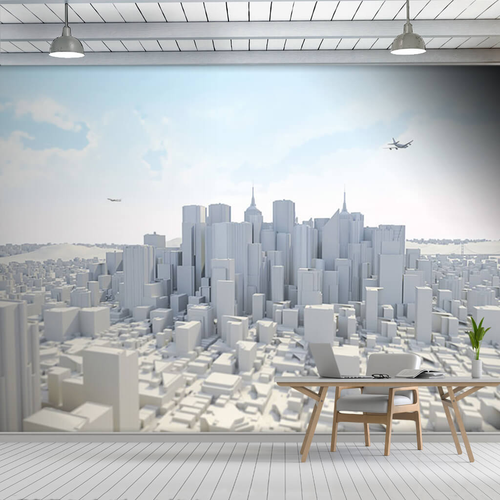 3D şehir modeli mimari modelleme futuristik duvar kağıdı